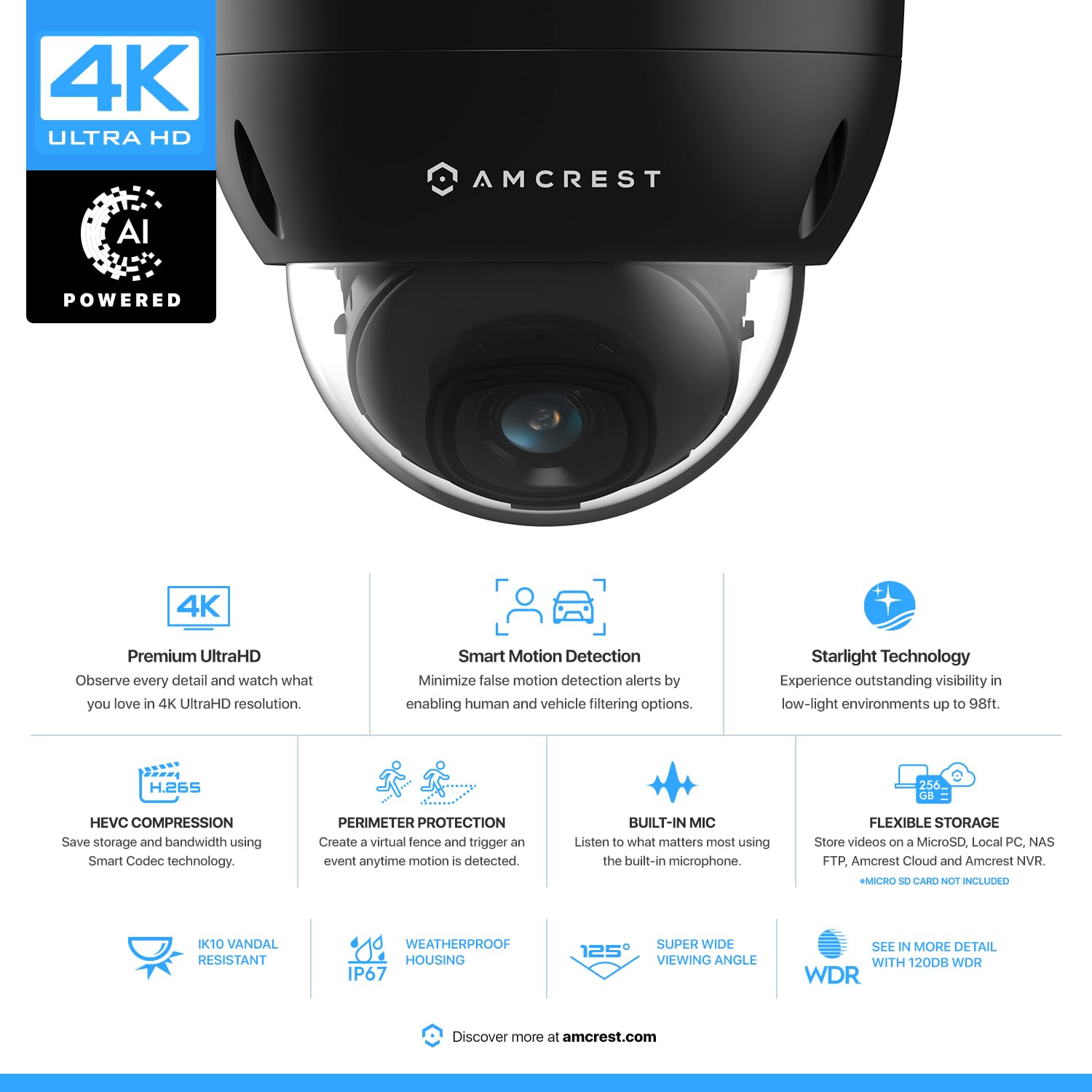 Amazon.com : Amcrest 2-Pack UltraHD 4K (8MP) Dome POE IP Camera